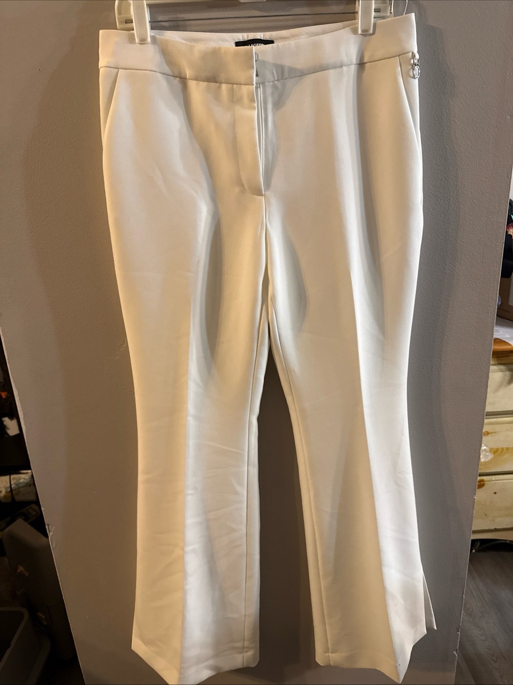 Karl  Lagerfeld  Woman Loungewear flared pants Sz 8 Formal Designer White S26